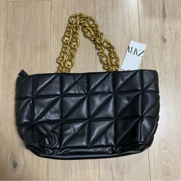 Zara Quilted Chain Tote Bag - Picture 6 of 10